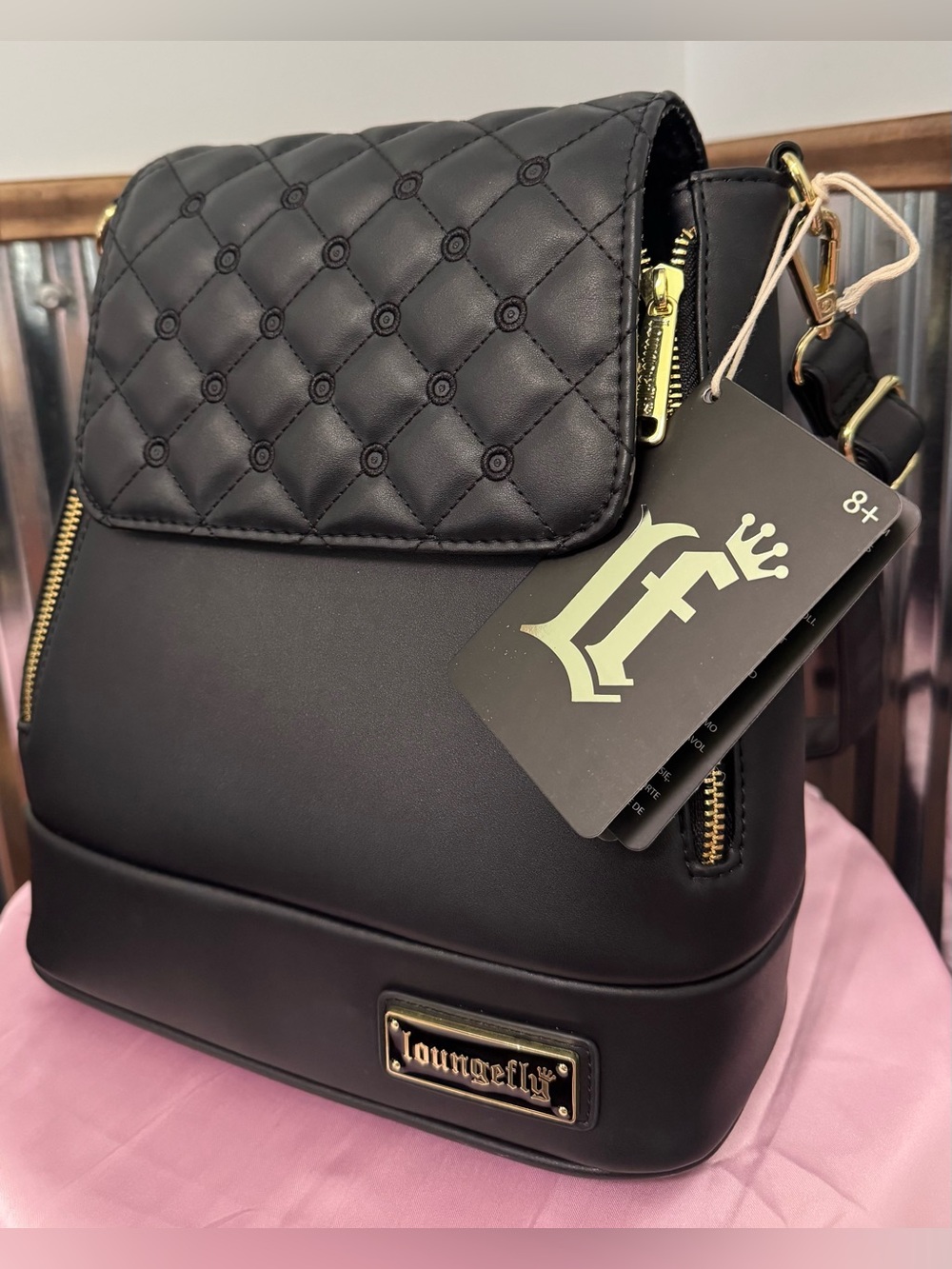 Loungefly The Lilly Black Convertible Mini Backpack & Crossbody Pin Trader Bag